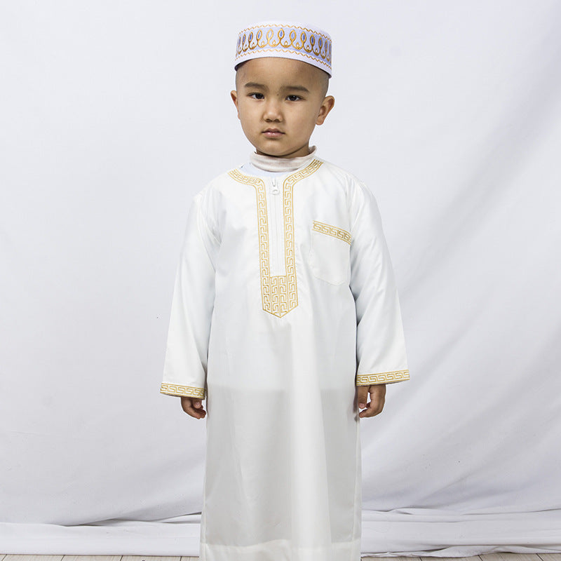 Boys' Fashion Casual Embroidery Loose Robe