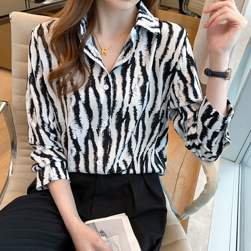 Chiffon Shirt Women's Summer Thin Striped Loose Fashion Shirt