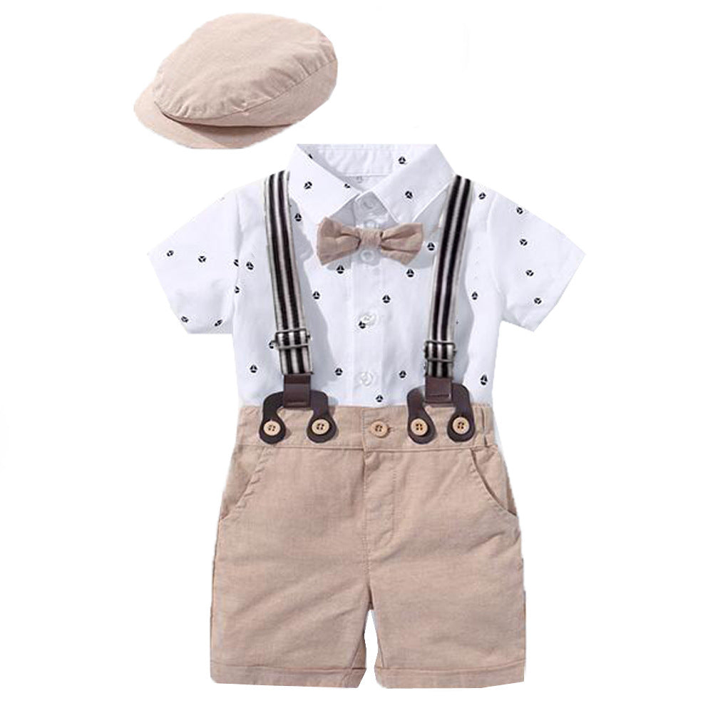 European and American Cross-Border Male Baby Gentleman Suit – Multi-Piece Romper, Shorts, Hat, Socks & Shoes