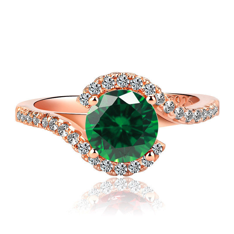 Copper-Plated Rose Gold Micro-Set Zircon Ring