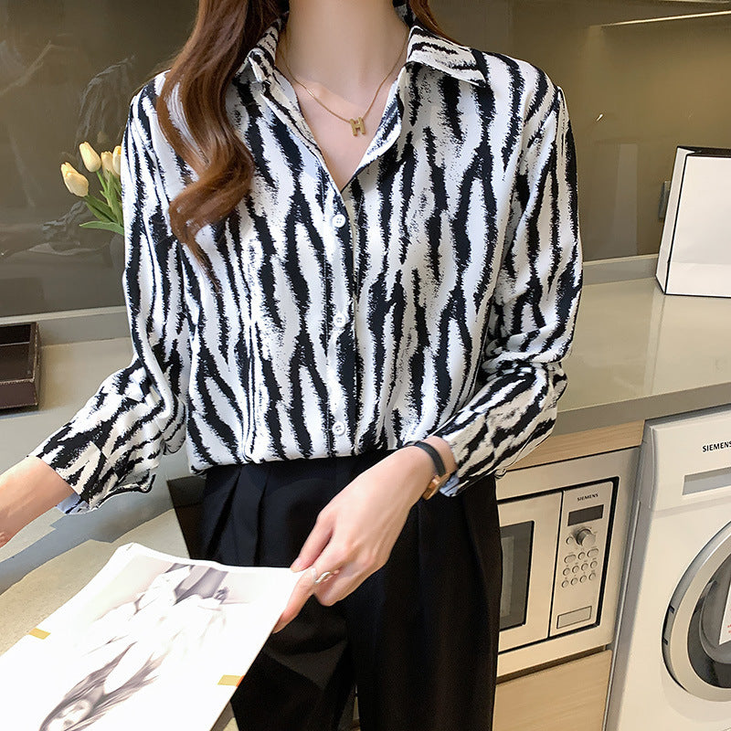 Chiffon Shirt Women's Summer Thin Striped Loose Fashion Shirt