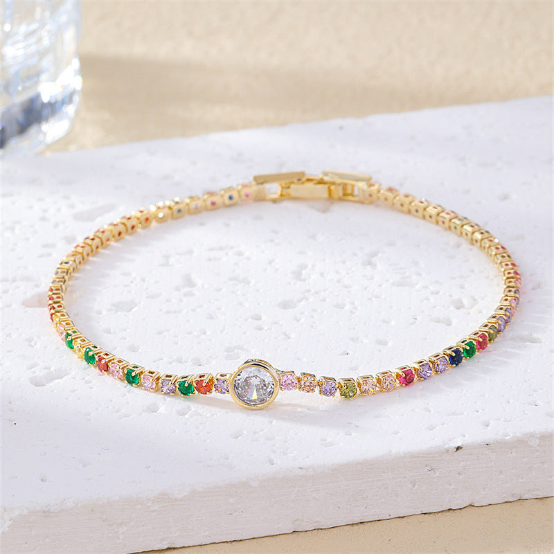 Copper Plating Color Zircon Special Interest Light Luxury Simple Women's Bracelet