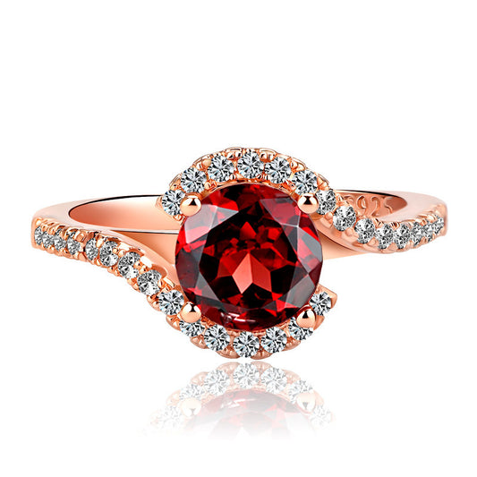 Copper-Plated Rose Gold Micro-Set Zircon Ring