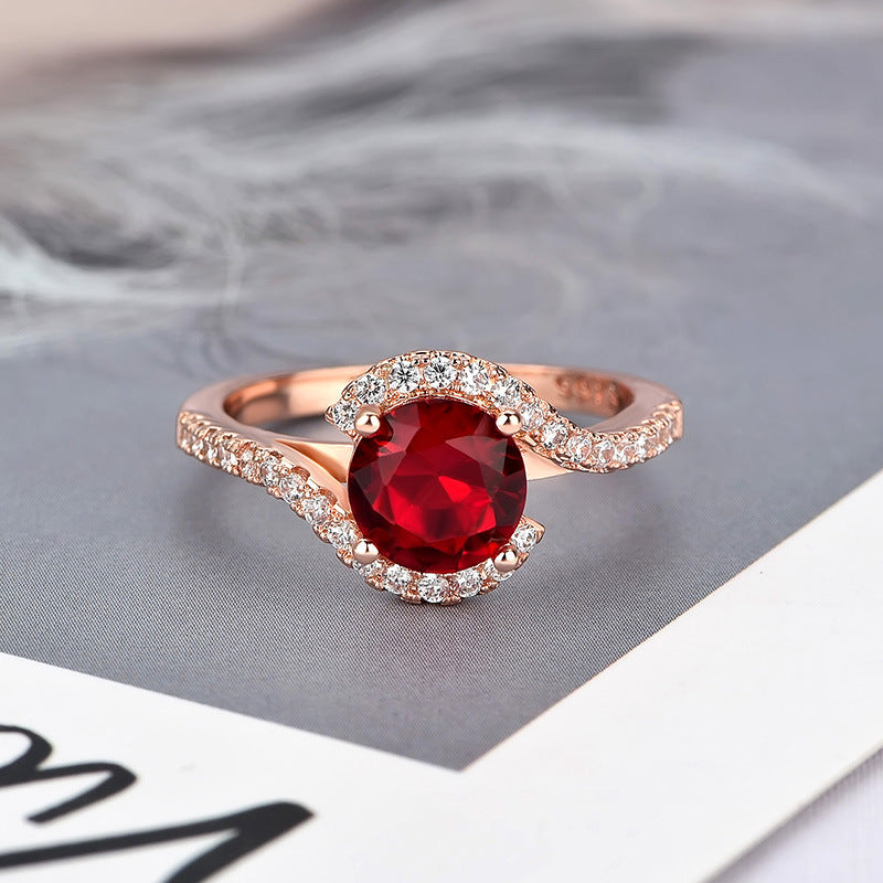 Copper-Plated Rose Gold Micro-Set Zircon Ring