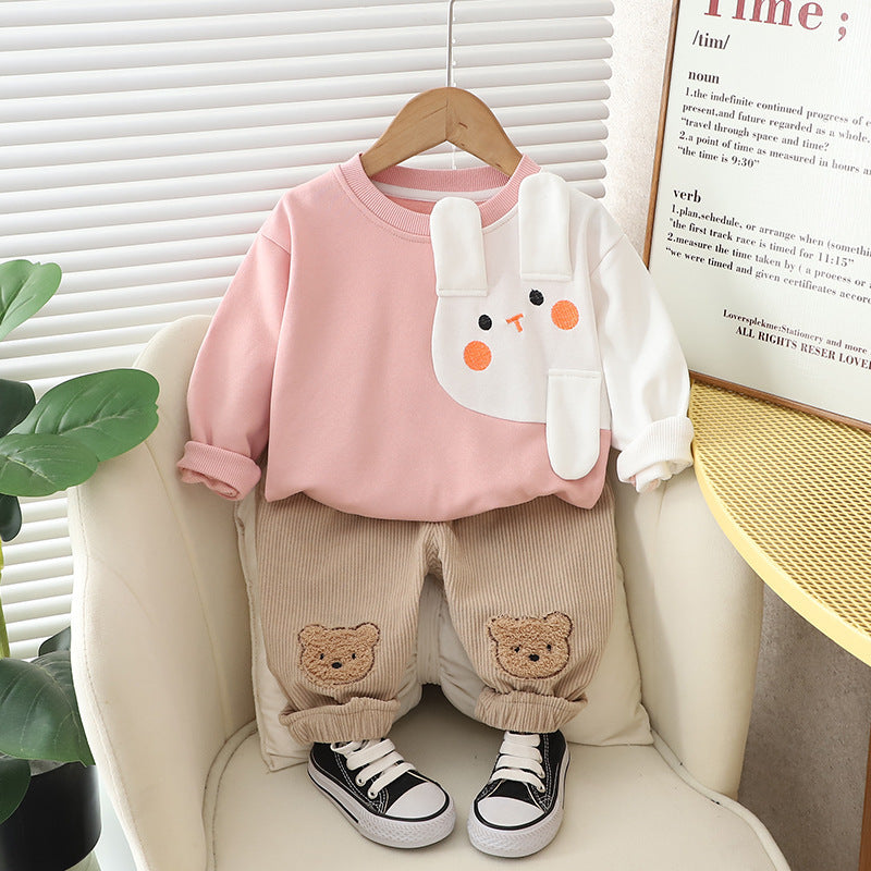 Children's Autumn Clothing Cartoon Long Sleeve Sweater Two-piece Set