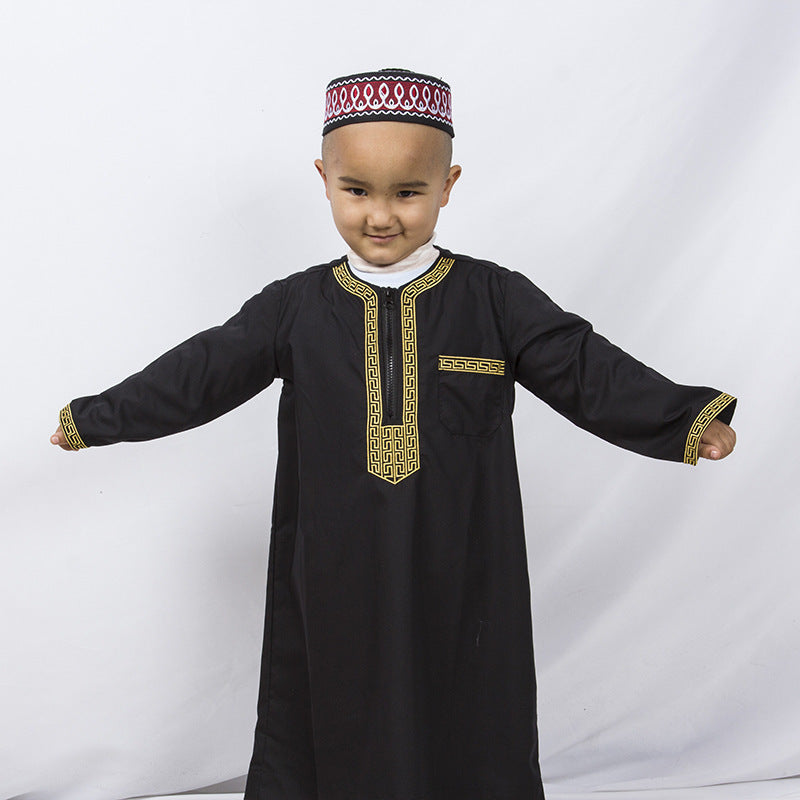 Boys' Fashion Casual Embroidery Loose Robe