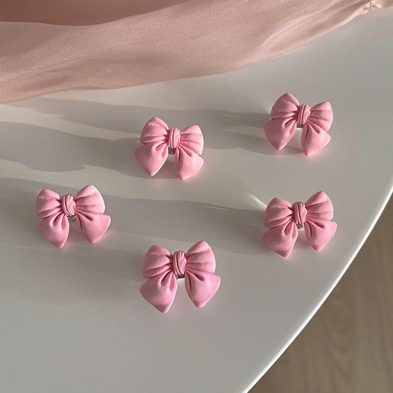 Small Bow Hairpins Cute peach rose headwear hair