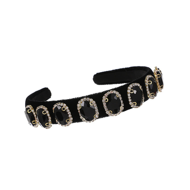 Ins Wind C Clip Chain Fabric Diamond Round Headband Women