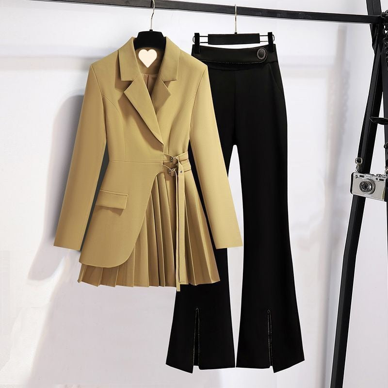 Graceful Suit Jacket Fat Girl Casual Pants Two-piece Set