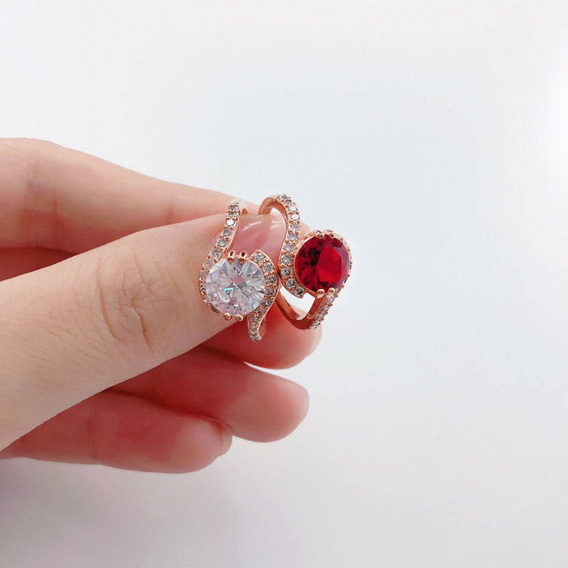 Rose gold plated zircon ring