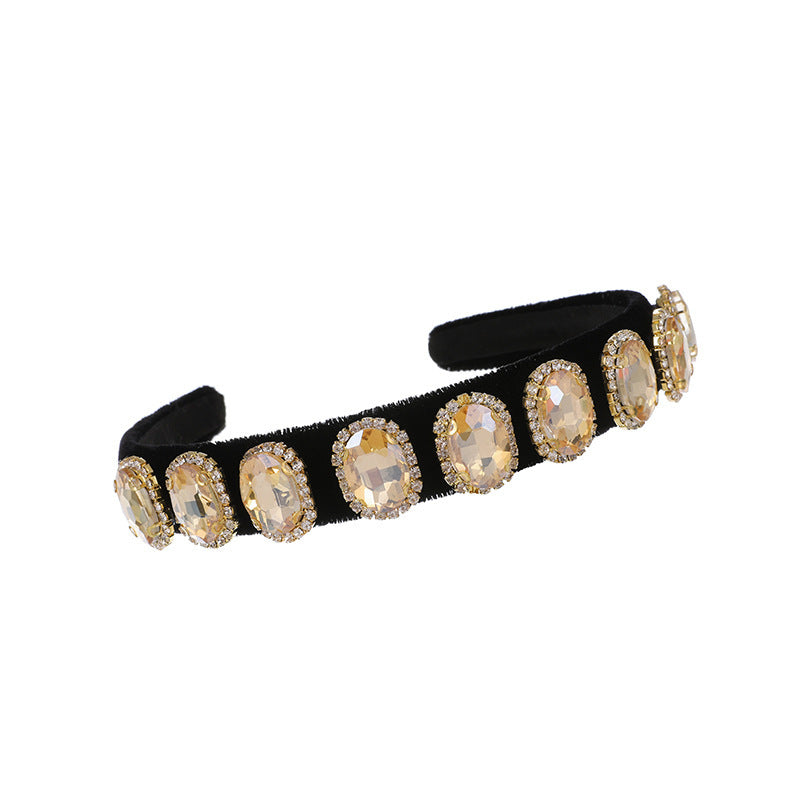 Ins Wind C Clip Chain Fabric Diamond Round Headband Women