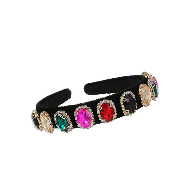 Ins Wind C Clip Chain Fabric Diamond Round Headband Women