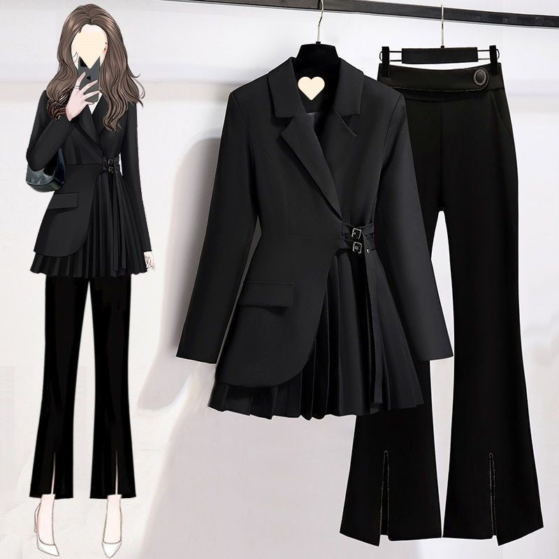 Graceful Suit Jacket Fat Girl Casual Pants Two-piece Set