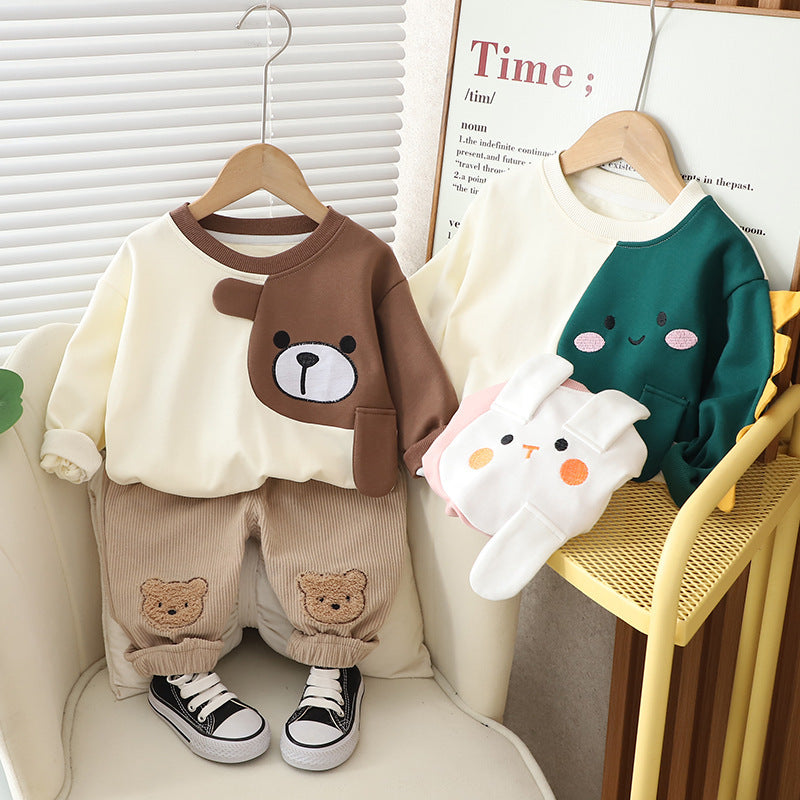 Children's Autumn Clothing Cartoon Long Sleeve Sweater Two-piece Set