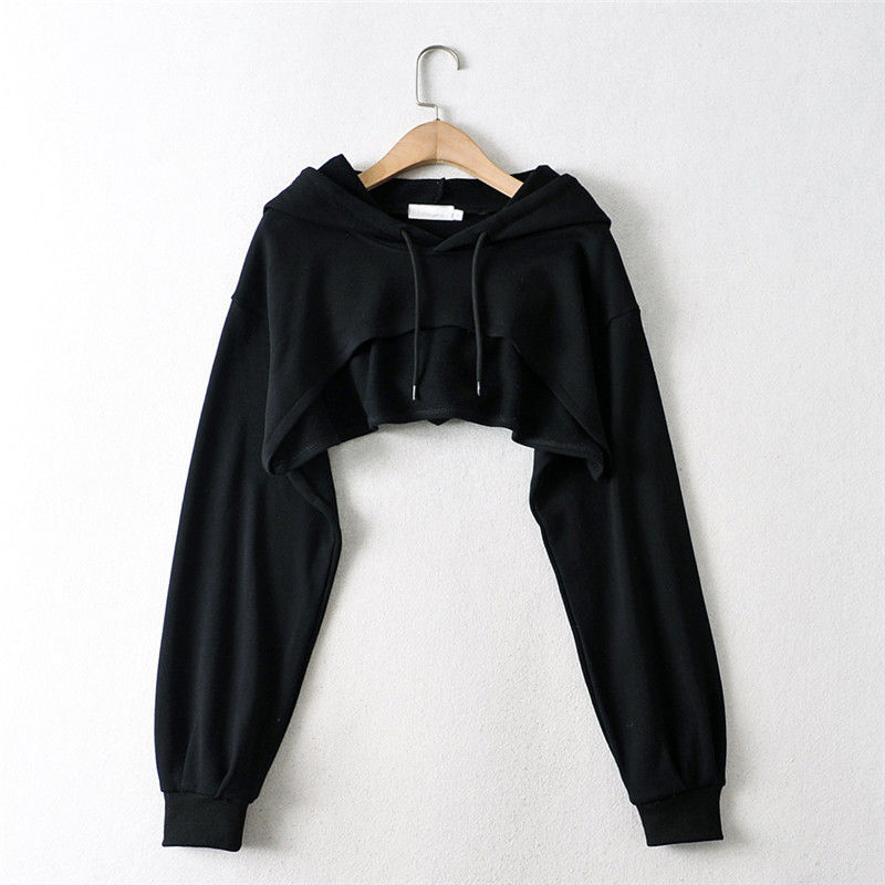 Ins Irregular With Personality Cropped Long-sleeved Top