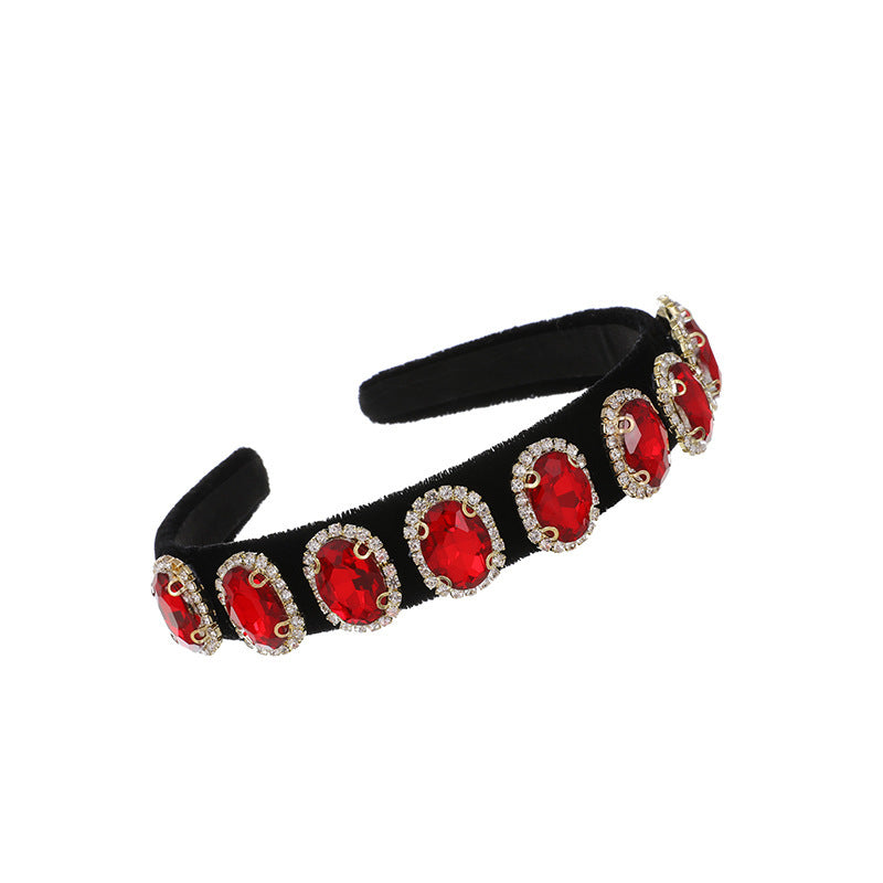 Ins Wind C Clip Chain Fabric Diamond Round Headband Women