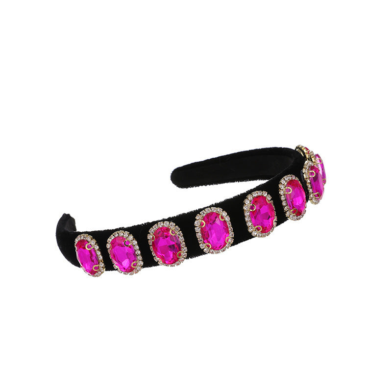 Ins Wind C Clip Chain Fabric Diamond Round Headband Women