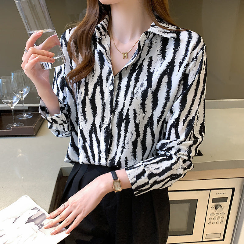 Chiffon Shirt Women's Summer Thin Striped Loose Fashion Shirt